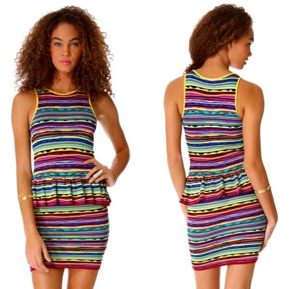 Torn by Ronny Kobo Solange Vintage Stripe Dress XS